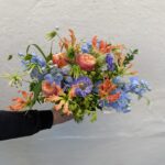 Bruidsboeket oranje-blauw